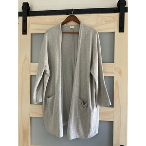 DONNI Gray Ribbed Duster Cardigan OSFA Long Open Front Minimalist